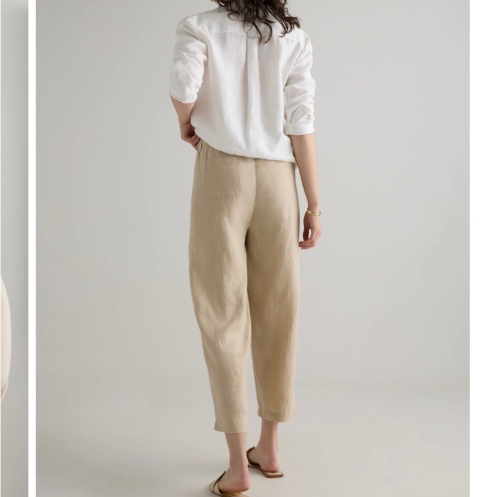 Quince 100% European Linen Cropped Pants Driftwood Size XL NWT - Picture 4 of 11